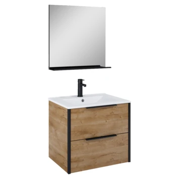 Atlantic Badmeubelset Aria met Spiegel En Wtte Wastafel 60cm Canela Eiken 1 Atlantic Badmeubelset Aria met Spiegel En Wtte Wastafel 60cm Canela Eiken