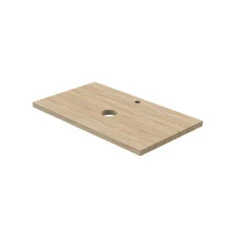 Tiger Maryport Badkamermeubelset 80 Cm Mat Zwart Met Licht Eiken Houten Wasblad, Keramische Opzetkom En Matzwarte Grepen -InterieurKunst Verkoopwinkel 123 10016