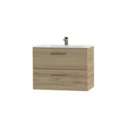 Tiger Badkamermeubel Studio 80cm Chalet Eik/wit Met RVS Greep -InterieurKunst Verkoopwinkel 123 10027