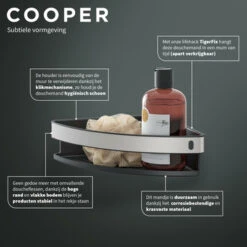 Tiger Hoekdouchemand Cooper 21 Cm RVS/zwart -InterieurKunst Verkoopwinkel 123 10545