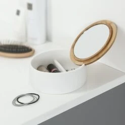 Sealskin Spiegeldoosje Grace Wit -InterieurKunst Verkoopwinkel 123 10894