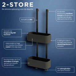 Tiger Doucherek Ophangbaar 2-store 25cm Zwart -InterieurKunst Verkoopwinkel 123 10911