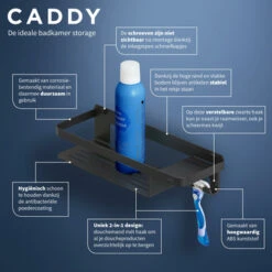 Tiger Douchemand Met Haak Caddy Zwart -InterieurKunst Verkoopwinkel 123 11121