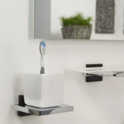 Tiger Bekerhouder Zenna Hangend Met Beker Chroom/Wengé -InterieurKunst Verkoopwinkel 123 11205