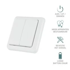 KlikAanKlikUit Wandschakelaar Dubbel AWST-8802 -InterieurKunst Verkoopwinkel 123 1176