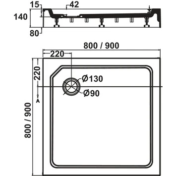 Sealskin Douchebak Fusion Vierkant Opbouw 90x90x14 Cm Wit 2 Sealskin Douchebak Fusion Vierkant Opbouw 90x90x14 Cm Wit - Afbeelding 2