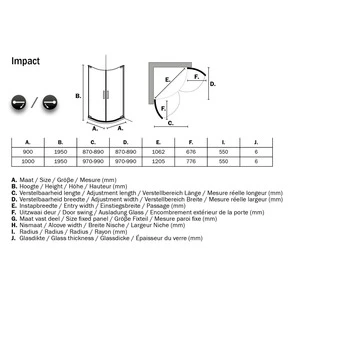 Sealskin Douchecabine Met Dubbele Swingdeur Impact Kwartrond 90x195 Cm Chroom 2 Sealskin Douchecabine Met Dubbele Swingdeur Impact Kwartrond 90x195 Cm Chroom - Afbeelding 2