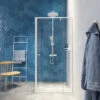 Sealskin Contour Draaideur Met Zijwand 100x100x200 Cm, 6 Mm Helder Veiligheidsglas Met Antikalklaag Mat Wit