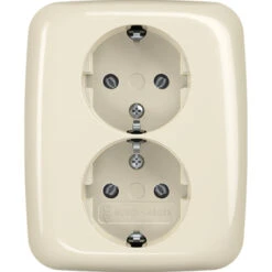 Busch-Jaeger Reflex SI Dubbel Geaard Stopcontact Crème