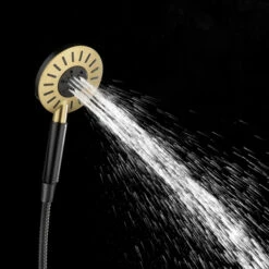 Tiger Regendoucheset Akcent Zwart/messing Incl Kraan En Handdouche Met 3 Straalstanden -InterieurKunst Verkoopwinkel 123 14423