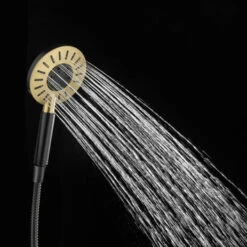 Tiger Regendoucheset Akcent Zwart/messing Incl Kraan En Handdouche Met 3 Straalstanden -InterieurKunst Verkoopwinkel 123 14424