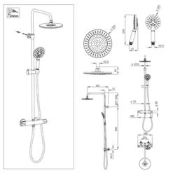 Tiger Regendoucheset Akcent Zwart/messing Incl Kraan En Handdouche Met 3 Straalstanden -InterieurKunst Verkoopwinkel 123 14427