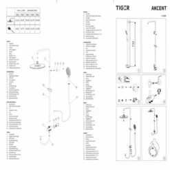 Tiger Regendoucheset Akcent Zwart Messing -InterieurKunst Verkoopwinkel 123 14560