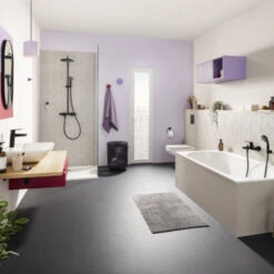 Grohe Douchesysteem Vitalio Start 250 Rond Met Thermostaatkraan QuickFix Mat Zwart -InterieurKunst Verkoopwinkel 123 14619