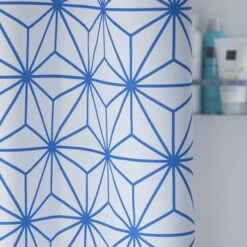 Sealskin Douchegordijn Triangles Blauw 180x200 Cm -InterieurKunst Verkoopwinkel 123 14786