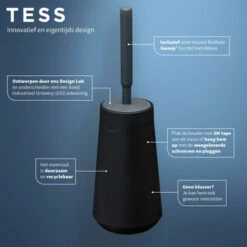 Tiger Toiletborstelhouder TESS Met Swoop Borstel Flexibel Zwart/antraciet -InterieurKunst Verkoopwinkel 123 15955
