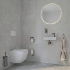 Marho Toiletrolhouder Luxor Met Klep Gun Metal -InterieurKunst Verkoopwinkel 123 16053