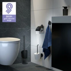 Tiger Tune Toiletrolhouder Met Klep Geborsteld Zwart/mat Zwart -InterieurKunst Verkoopwinkel 123 16109