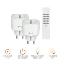 KlikAanKlikUit ACC2-3500R Set Met Afstandsbediening En 2 Compacte Stopcontactschakelaars -InterieurKunst Verkoopwinkel 123 1612