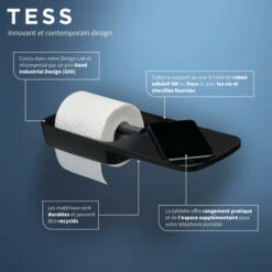 Tiger Toiletrolhouder TESS Met Planchet Zwart/antraciet -InterieurKunst Verkoopwinkel 123 16221