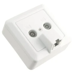 Q-Link Coax Contactdoos Cat3 RTV/RJ45 Inbouw/opbouw Wit -InterieurKunst Verkoopwinkel 123 1682