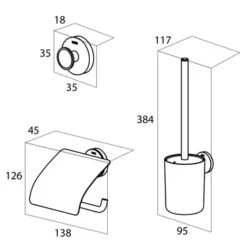 Tiger Urban Toilet Accessoireset Wc-rolhouder - Wc-borstelhouder - Haak -InterieurKunst Verkoopwinkel 123 16837