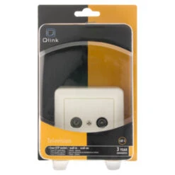 Q-Link Coax Contactdoos Cat3 RTV/RJ45 Inbouw/opbouw Wit -InterieurKunst Verkoopwinkel 123 1693