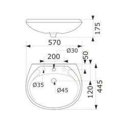 Isifix Wastafel Ecos Rond Wit Keramiek 60x52x32 Cm -InterieurKunst Verkoopwinkel 123 17186