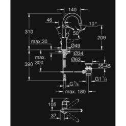 GROHE Wastafelkraan Start Flow L-size Met Hendel En Waste Chroom -InterieurKunst Verkoopwinkel 123 17977