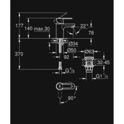 GROHE Wastafelkraan Get S-size Met Hendel En Afvoerplug Chroom -InterieurKunst Verkoopwinkel 123 17989