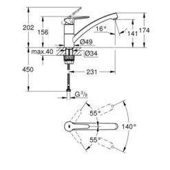 Grohe Keukenkraan Start Eco Met Hendel Chroom -InterieurKunst Verkoopwinkel 123 18061