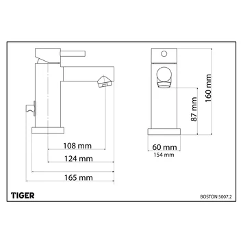 Tiger Wastafelkraan Boston Met Hendel En Waste Chroom 7 Tiger Wastafelkraan Boston Met Hendel En Waste Chroom - Afbeelding 7