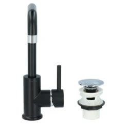 Absolut Wastafelkraan Haiti Met Hendel En Pop-up Afvoerplug Zwart -InterieurKunst Verkoopwinkel 123 18349