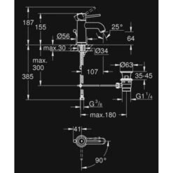GROHE Wastafelkraan Start Classic S-size Met Hendel En Waste Chroom -InterieurKunst Verkoopwinkel 123 18487