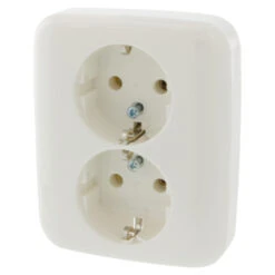 Busch-Jaeger Reflex SI Dubbel Geaard Stopcontact Wit -InterieurKunst Verkoopwinkel 123 1849