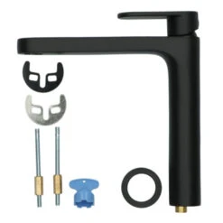 Absolut Wastafelkraan Iode Medium Met Hendel En Waste Zwart -InterieurKunst Verkoopwinkel 123 18509