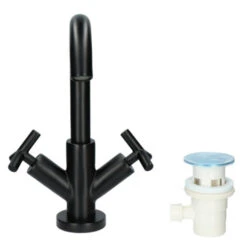 Absolut Wastafelkraan Post 2-knops Zwart -InterieurKunst Verkoopwinkel 123 18577