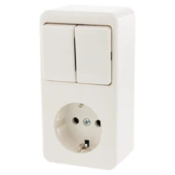 Berker Opbouw Enkel Geaard Stopcontact Met Serieschakelaar Wit -InterieurKunst Verkoopwinkel 123 2048