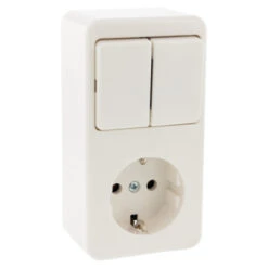 Berker Opbouw Enkel Geaard Stopcontact Met Serieschakelaar Wit -InterieurKunst Verkoopwinkel 123 2049