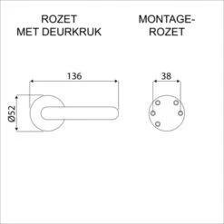 GAMMA Deurkrukset Colorado Rozet Rond RVS Look (messing) -InterieurKunst Verkoopwinkel 123 20561