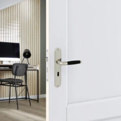 GAMMA Deurkrukset Darling Langschild Sleutel 56mm Nikkel Glans (messing) -InterieurKunst Verkoopwinkel 123 21392