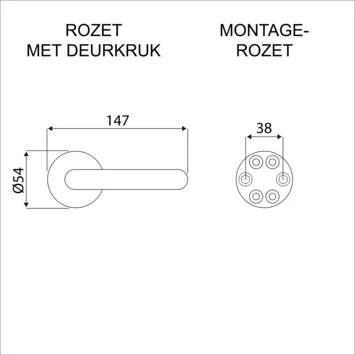 GAMMA Deurkrukset London Rozet Rond RVS Glans 2 GAMMA Deurkrukset London Rozet Rond RVS Glans - Afbeelding 2