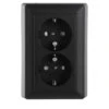 Gira E2 Inbouw Dubbel Geaard Stopcontact Mat Zwart
