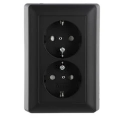 Gira E2 Inbouw Dubbel Geaard Stopcontact Mat Zwart