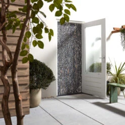 Livn Deurgordijn Chenille Zwart/wit 90x220 Cm -InterieurKunst Verkoopwinkel 123 21918