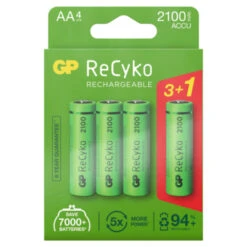 GP Batterij Oplaadbaar AA NiMH 2100 MAh ReCyko 1,2V 4 Stuks (3+1) -InterieurKunst Verkoopwinkel 123 2224