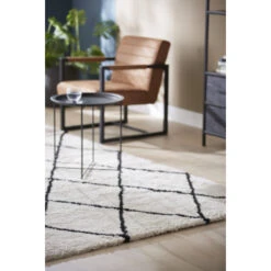 Cavallino Vloerkleed Wit/Zwart Ruit 35 Mm 160x230 Cm -InterieurKunst Verkoopwinkel 123 23085