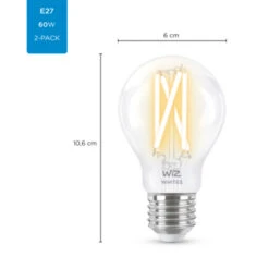 WiZ Connected LED Peer E27 60W 2 Stuks Filament Helder Koel Tot Warmwit Licht Dimbaar -InterieurKunst Verkoopwinkel 123 23434