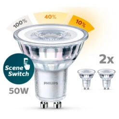 Philips LED Spot GU10 50W 2 Stuks Sceneswitch