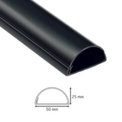D-line Kabelgoot Halfrond Zwart 50/25 Mm 1 Meter -InterieurKunst Verkoopwinkel 123 2380